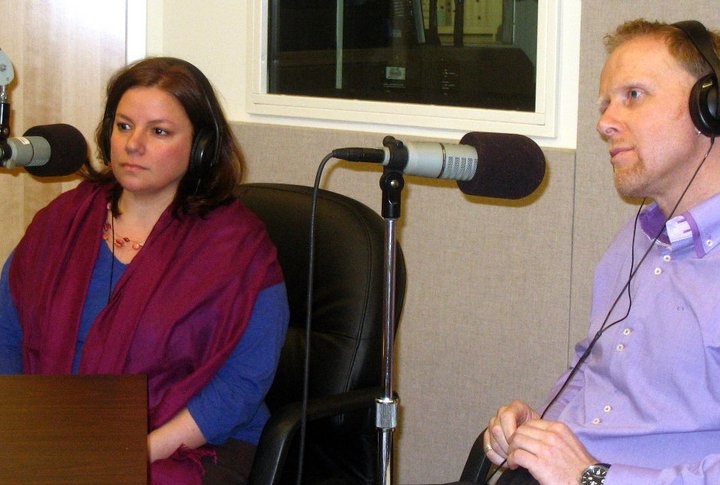 Missy Gluckmann and Arnd Wachter during a radio interview in Virginia.