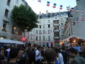 One of the famous Bals de Pompiers [Balls of the Firefighters] that occur throughout the city to celebrate La Fête Nationale or Bastille Day--a great opportunity to meet and dance the night away with Parisians
