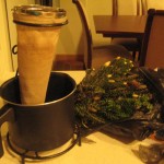 Our coffee pot and fresh plant for our regular manzanilla tea.
