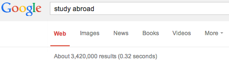 Google search results for "study abroad fair."